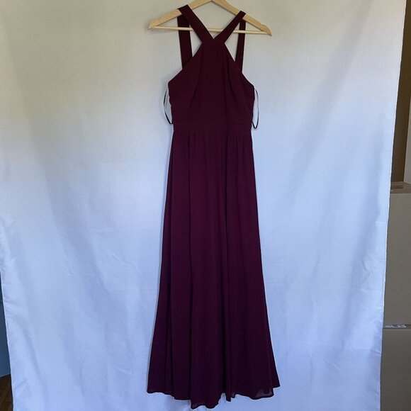 Lulus burgundy maxi dress halter neckline formal women's size small - Picture 1 of 7